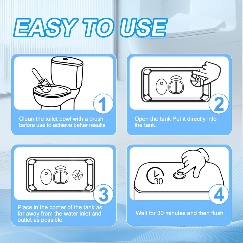 KIISIISO Toilet Bowl Cleaner Tablets 100 PACK, Automatic Bleach Toilet Tank Cleaners, Bathroom Long-Lasting Freshness, Slow-Releasing Powerful Deodorizing & Descaling