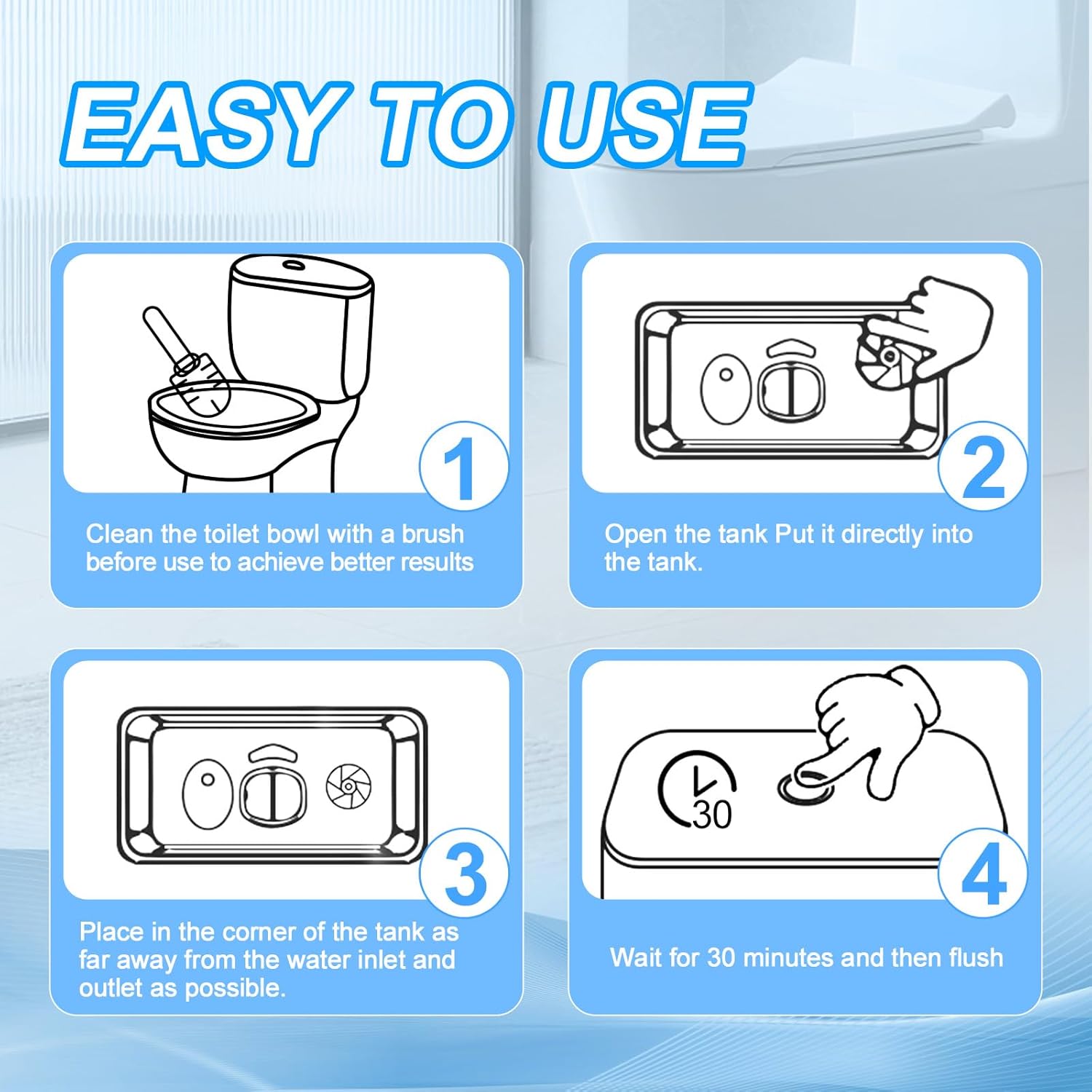 KIISIISO Toilet Bowl Cleaner Tablets 100 PACK, Automatic Bleach Toilet Tank Cleaners, Bathroom Long-Lasting Freshness, Slow-Releasing Powerful Deodorizing & Descaling