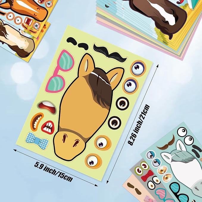 48 Sheets Create Funny Ponies Stickers, Make a Face Stickers - Image 2