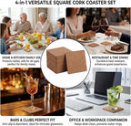 Tebery 30 Pack 4 Inch Square Cork Coasters, 0.2'' Thick Absorbent Drink Pads - Image 6