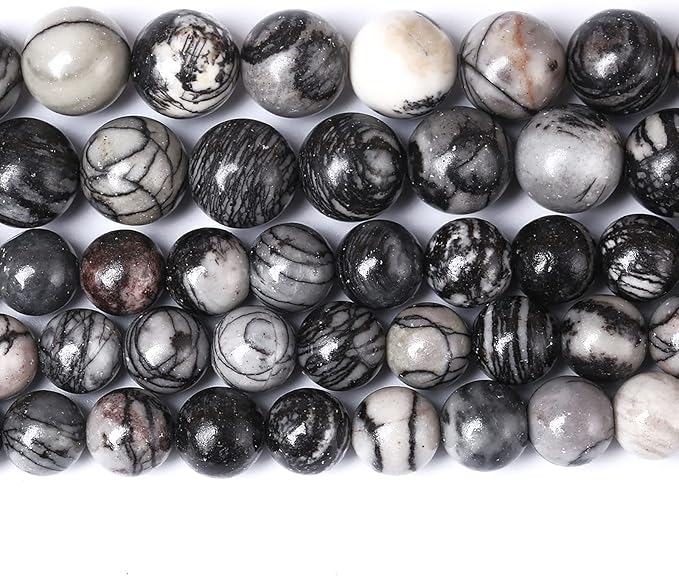 38pcs 10mm Natural Stone Beads Spider Web Stone Round Loose Spacer Energy Stone - Image 2