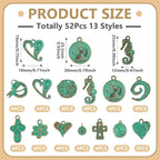 52Pcs Antique Turquoise Green Charms 13 Tibetan Style Alloy Vintage Pendants - Image 5
