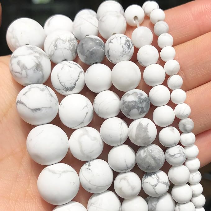 8mm Matte White Howlite Bead, 15-Inch Matte Round Loose Stone Beads - Image 8