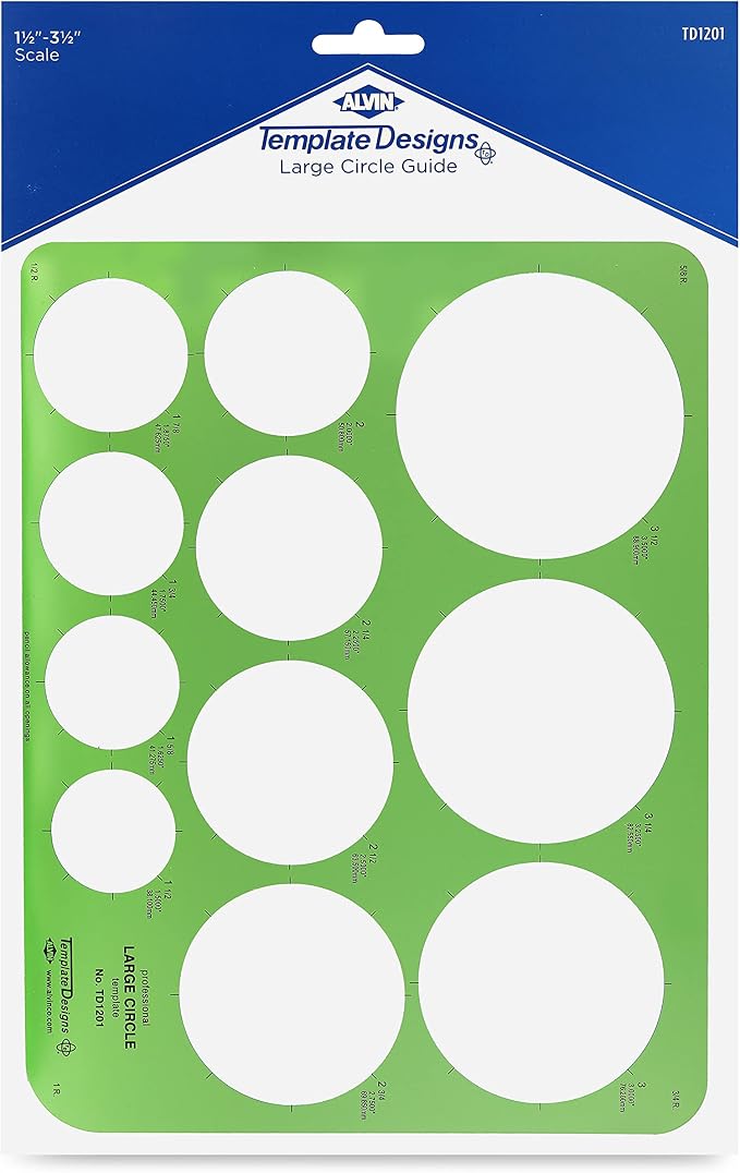 ALVIN, Large Circles Guide Template, Drawing and Drafting Tool by Alvin