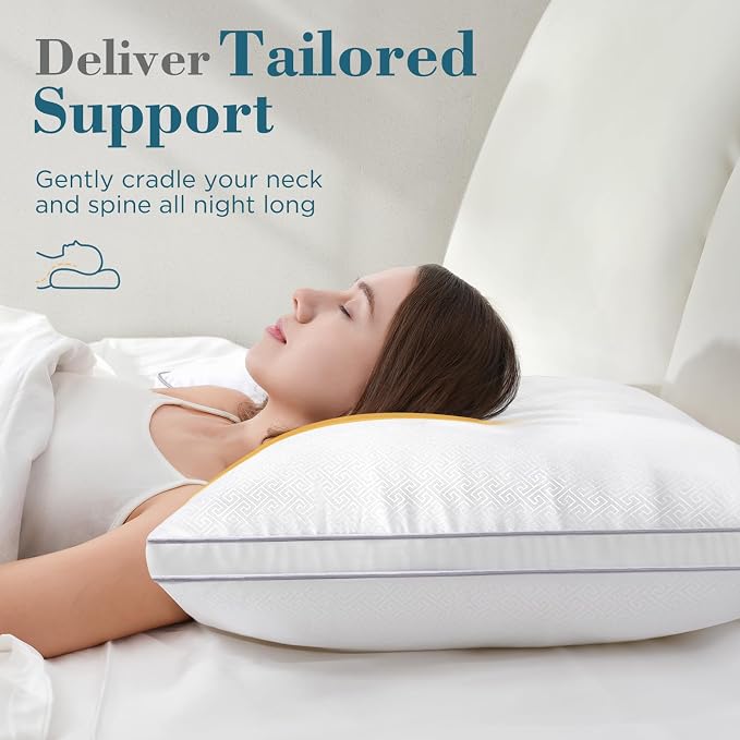 viewstar Bed Pillows Set of 2, Hotel Quality Cooling Down Alternative Gusseted - Image 3