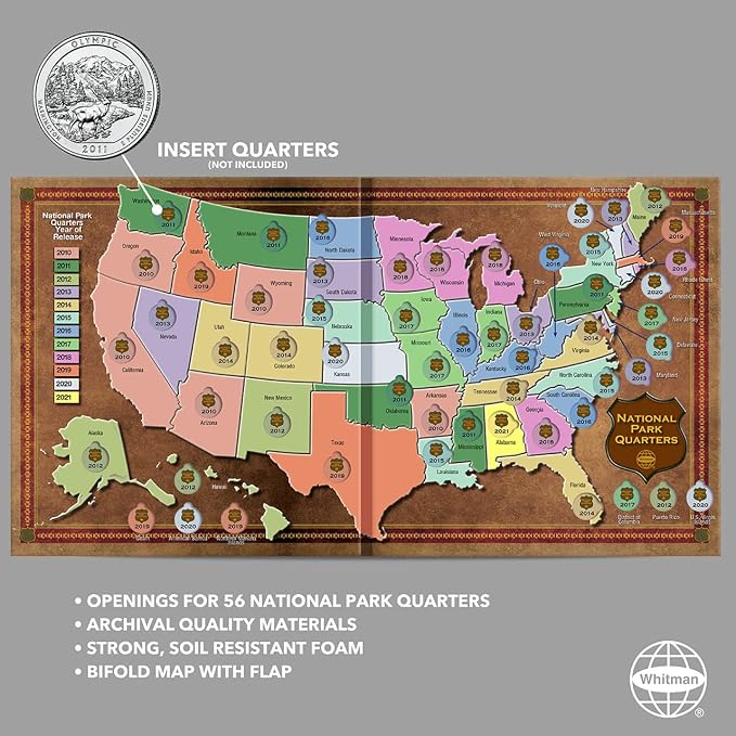 Whitman Coin Collector’s Board Coin Map US National Parks Quarter Series 2010 – - Image 2
