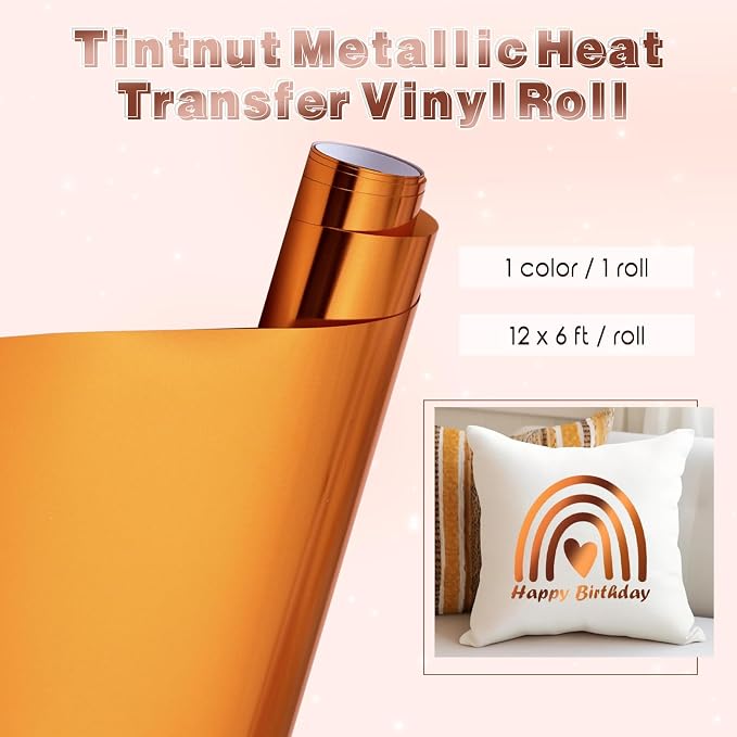 Tintnut Deep Orange Holographic HTV Vinyl Roll, easy cut & weed, stretch - Image 2