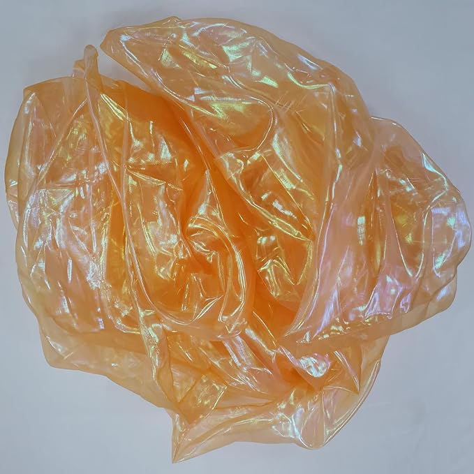 Orange Iridescent Organza Fabric - Image 7
