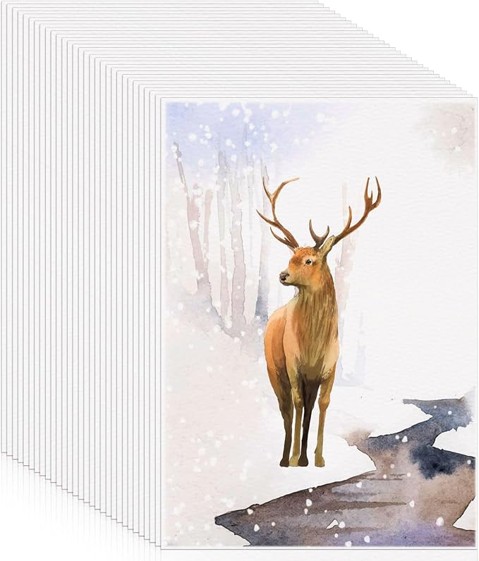 120 Sheets Watercolor Paper Bulk, 140 lb/300 GSM Cold Press Paper White Water by Prudiut