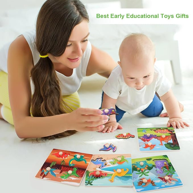 Wooden Peg Puzzles for Toddlers 1-3, Kids Educational Preschool Peg Puzzle Toy - Image 6