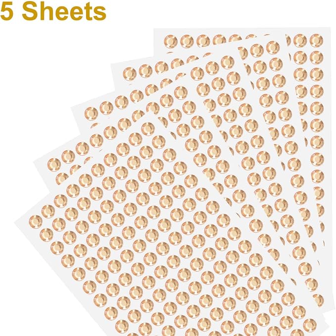 HARFINGTON 5 Sheet/800pcs Rhinestone Adhesive Stickers Self Adhesive Acrylic - Image 3