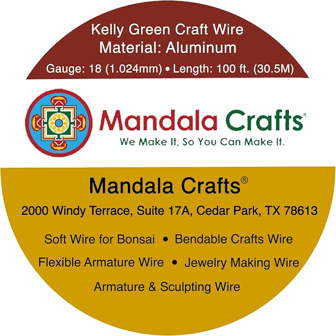 Mandala Crafts 18 Gauge Kelly Green Anodized Aluminum Craft Wire, 100 FT | - Image 3