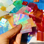 Iridescent Mosaic Glass Pieces Stained Glass Sheet Scraps - Image 6