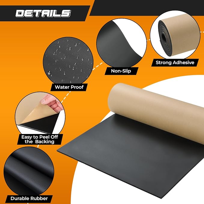 NATGAI Sponge Neoprene with Adhesive Foam Rubber Sheet 1/4” Thick X 78" Long X - Image 3