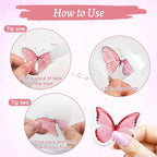 Imeepa 40Pcs Pink Butterfly Stickers Transparent Scrapbooking Stickers | PET - Image 4