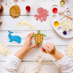 80PCS Wooden Sea Ornaments to Paint, 10 Styles DIY Blank Unfinished Wood Ocean - Image 2