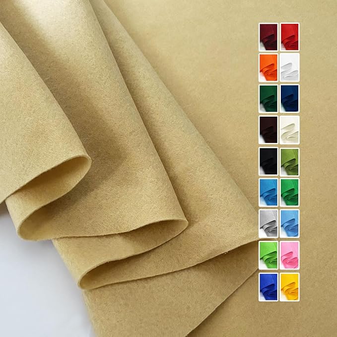 Tan Felt Fabric 36" X 36", 1.6mm Thick Soft and Durable Flexible Craft Acrylic by FANOMMI