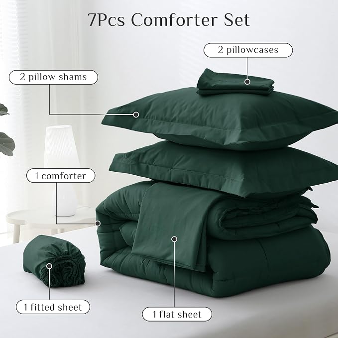 JOLLYVOGUE Queen Comforter Set, Ultra-Soft Bed in a Bag Queen Size 7 Pieces - Image 5