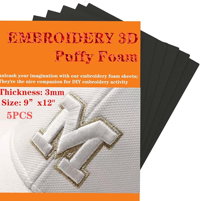 JIYUANCH 5PCS Embroidery Puffy Foam 9″x12″ Large Size 3MM Creating 3D by Unknown