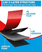 EMITEVER 0.59IN x 27FT Double Sided Tape Heavy Duty, Tesa Acrylic Foam | - Image 2