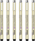 Muchcute 05 Fine Point Writing Pens: 6 Black 0.45mm Thin Micron Pen 05 No Bleed by Muchcute