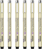 Muchcute 05 Fine Point Writing Pens: 6 Black 0.45mm Thin Micron Pen 05 No Bleed by Muchcute