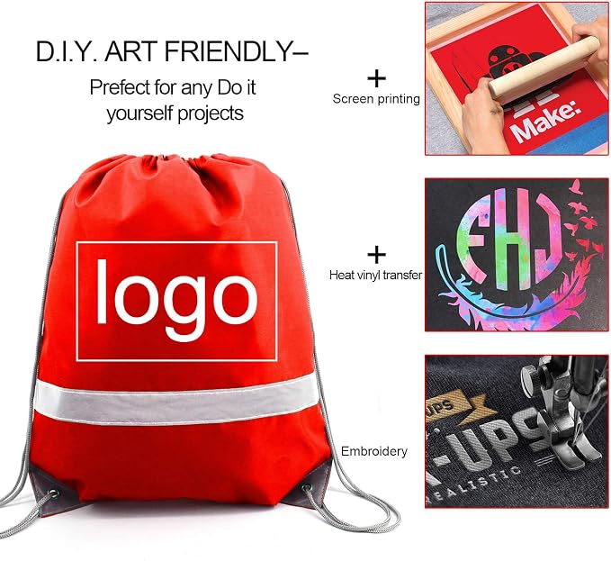 BeeGreen 20 Pieces Red Drawstring Backpacks Bags Bulk, String Bags Reflective - Image 2