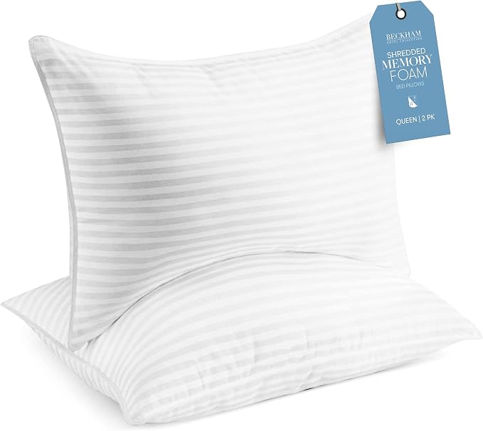Beckham Hotel Collection Shredded Memory Foam Pillow 2-Pack Queen | Adjustable by BeckhamHotelCollection