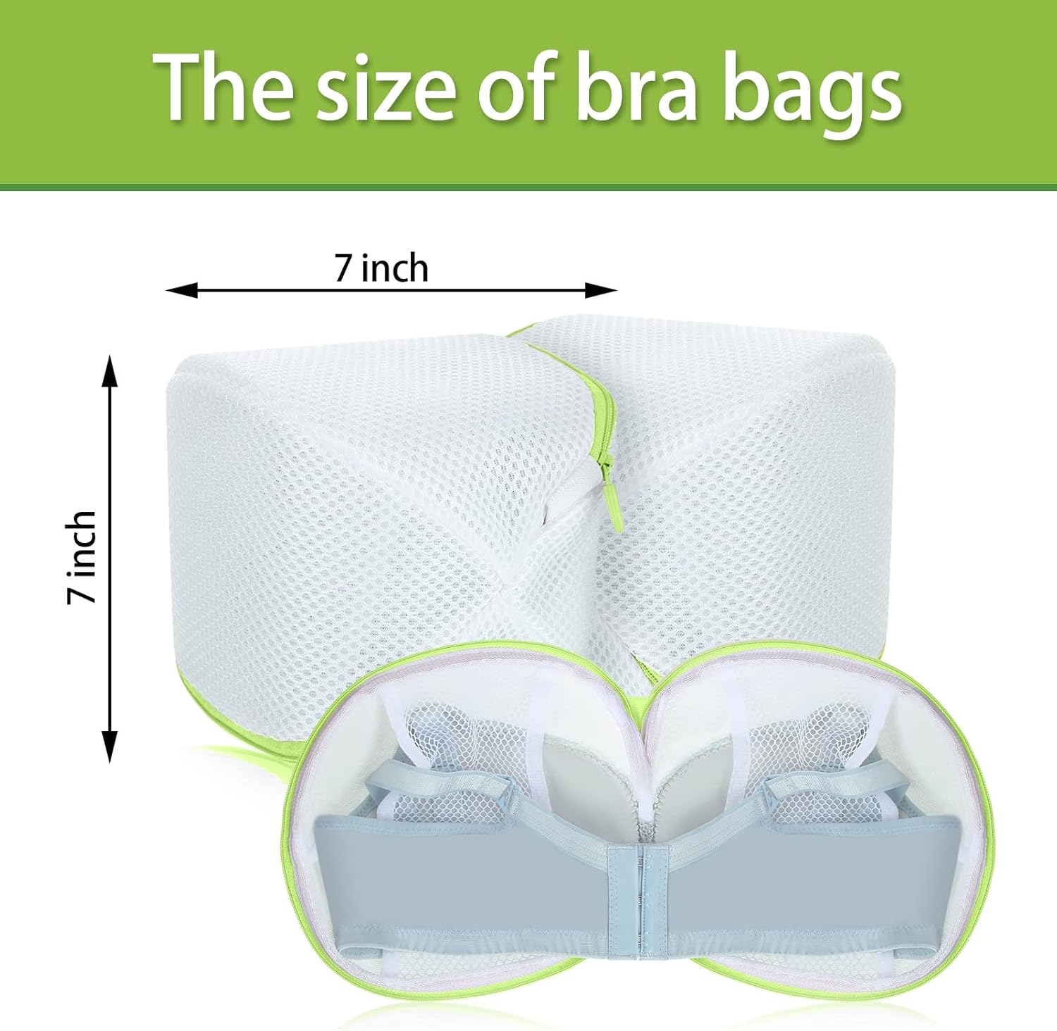 Shappy 6 Pieces Bra Washing Bag for Laundry Mesh Wash Lingerie Underwear Brassiere Washing Bags with Zipper for Women Laundry Storage(7.87 Inch,Green)