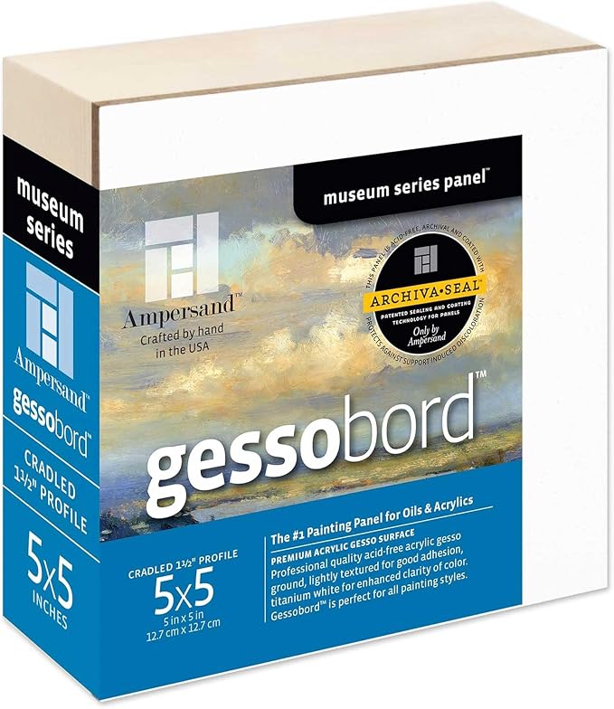 Ampersand Art Supply Museum Series Gessobord | 5x5 | 1-1/2" Cradled Profile | by AmpersandArtSupply