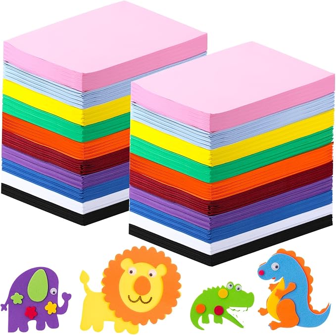 Ctosree 400 Pcs Pack Foam Sheets Crafts 8.5 x 5.5 Inch EVA Foam Paper Assorted by Ctosree