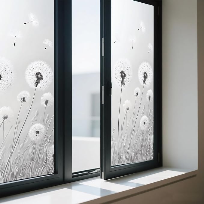 IVN Privacy Window Film Stained Glass Window Cling Dandelion Decorative Static - Image 7