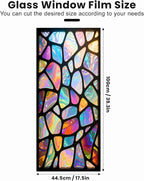 Stained Glass Window Privacy Film: Non-Adhesive Sun and Landscape Mosaic Design - Image 2