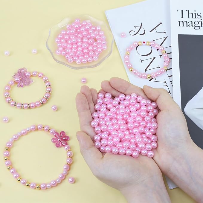DUQGUHO Pink Pearl Beads for Crafts 6mm Plastic Pearl Beads - Image 5