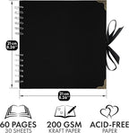 Bstorify Scrapbook Album 60 Pages Black Thick 250gsm Kraft Paper, Corner - Image 2
