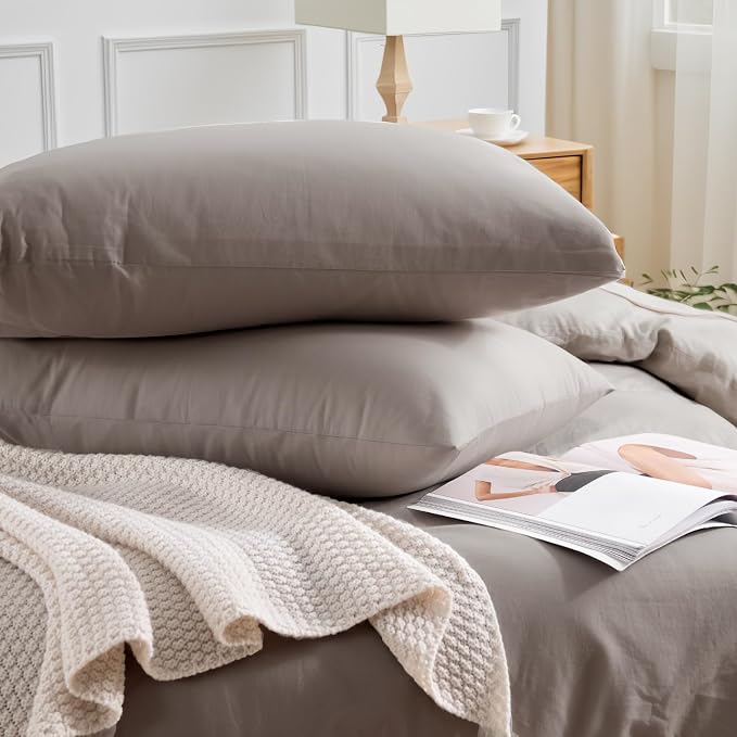 NEXHOME PRO Duvet Cover Full 100% Washed Cotton Linen Feel Textured Organic - Image 5