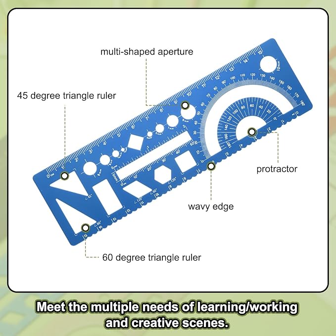 HARFINGTON Multifunctional Geometric Rulers 15cm Metric and SAE Aluminum - Image 4