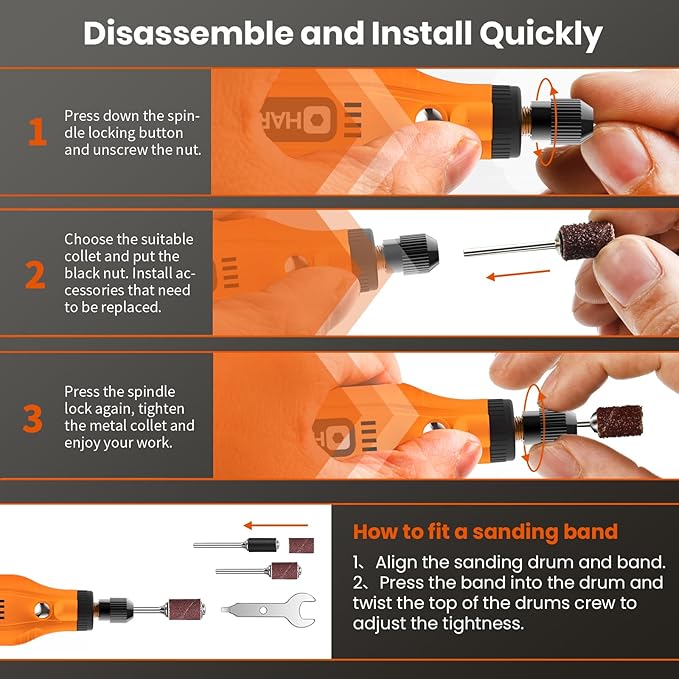 HARDELL Mini Cordless Rotary Tool, 5-Speed and USB Charging - Image 3