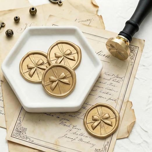 UNIQOOO 3D Relief Wax Seal Stamp, Ribbon Bow Brass Head - Image 6