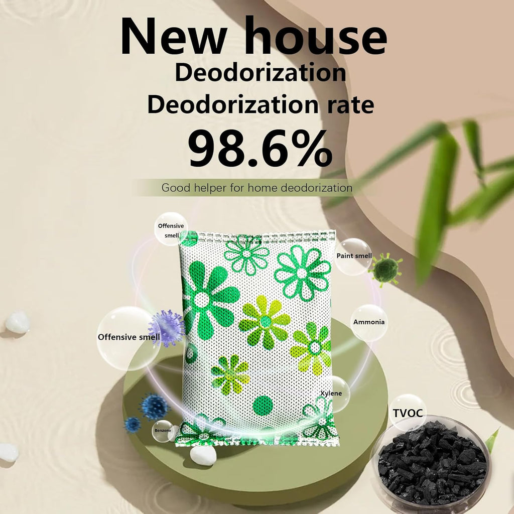 12 Pack Activated Charcoal Odor Absorber,Refrigerator Deodorizer,Odor Eliminator for Home,Pet,Car,50g/Pack