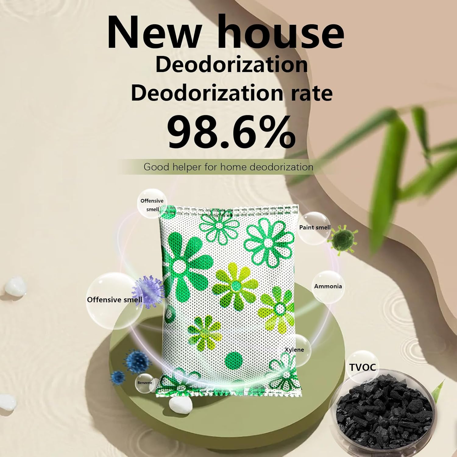 12 Pack Activated Charcoal Odor Absorber,Refrigerator Deodorizer,Odor Eliminator for Home,Pet,Car,50g/Pack