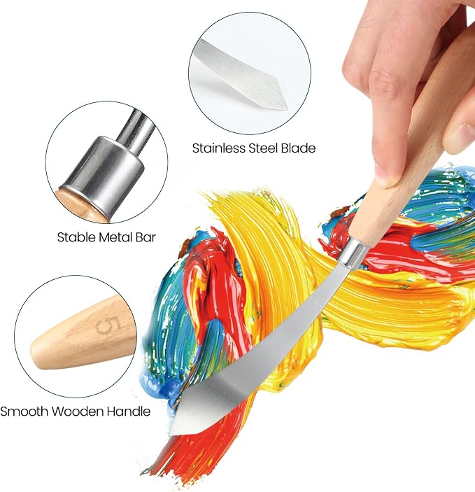 Honoson 7 Pieces Painting Knife Set Spatula Palette Knife Stainless Steel - Image 3