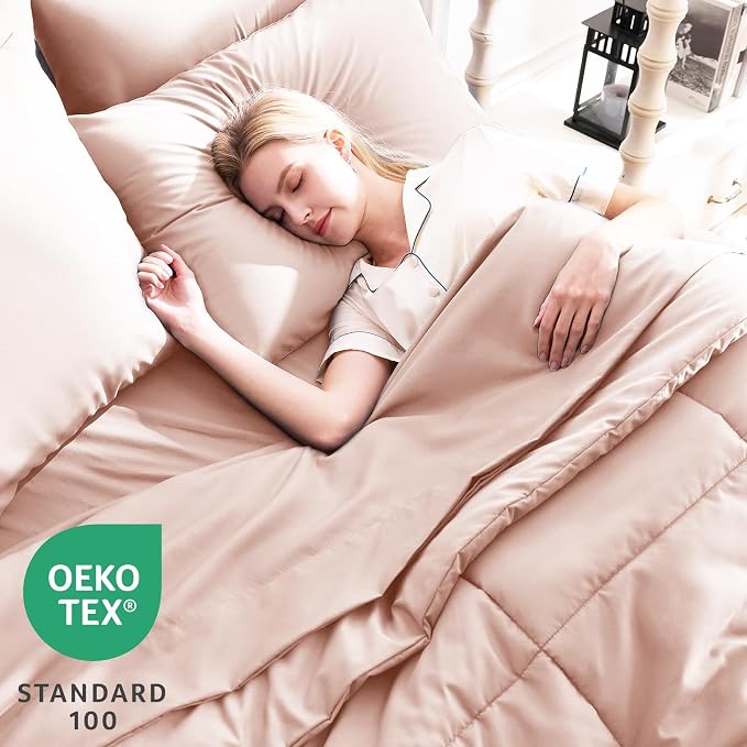CozyLux Full Size Comforter Sets Blush Pink, 7 Pieces Bed in a Bag, All Season - Image 3