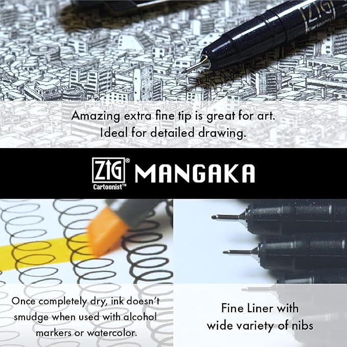 Kuretake Zig Inktober pen set, for Illustration, Manga Drawing, Lettering and - Image 4