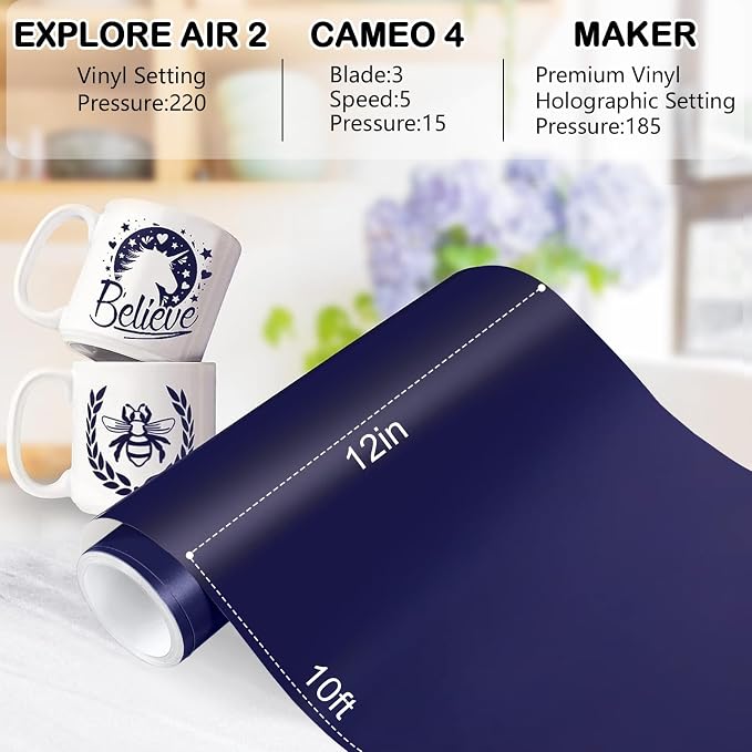 WRAPXPERT Navy Blue Vinyl, Matte Blue Adhesive Vinyl Roll Compatible - Image 3