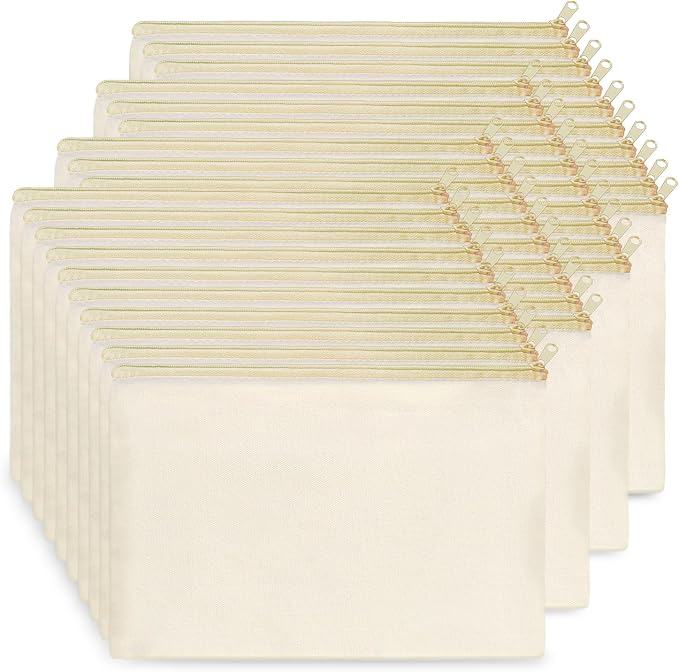 Koolmox Canvas Pouch with Zipper Bulk, Blank Beige Bags Beige Zip by Koolmox