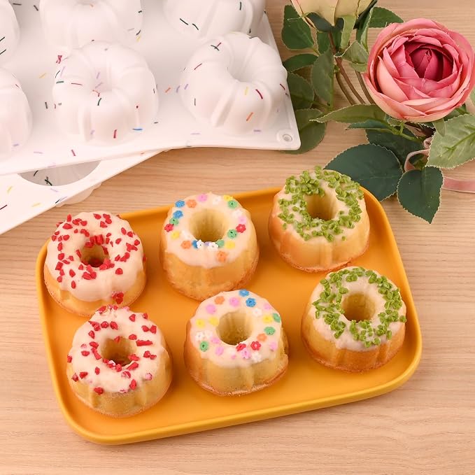 HUAKENER 2 Pcs Mini Fluted Cake Pan, 6-Cavity Fluted Tube Cake Pan, Non-stick - Image 6
