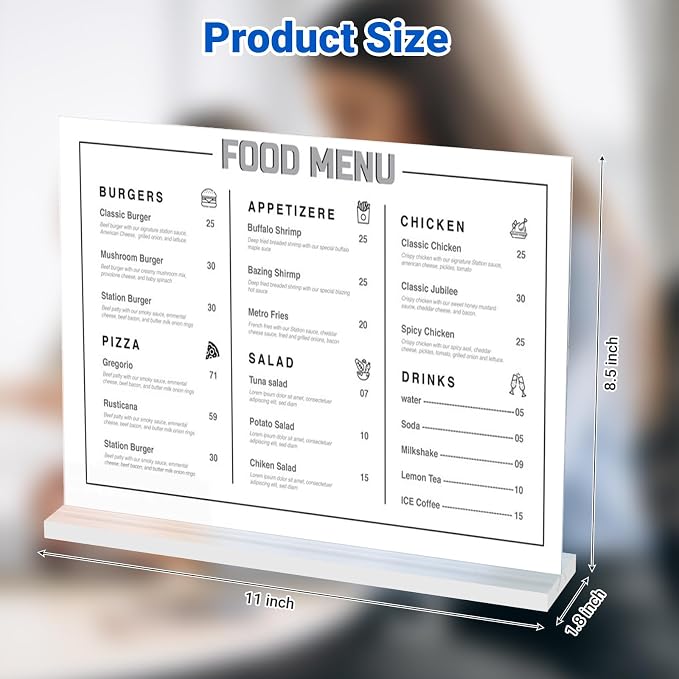 3 Pack Acrylic Sign Holder 11 x 8.5 Horizontal, Double-Sided Clear Sign Holder - Image 2