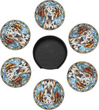Drink Coaster Set of 6, Dalmatian Dog Mom Lover Gift, Leather Drink Coasters - Image 4