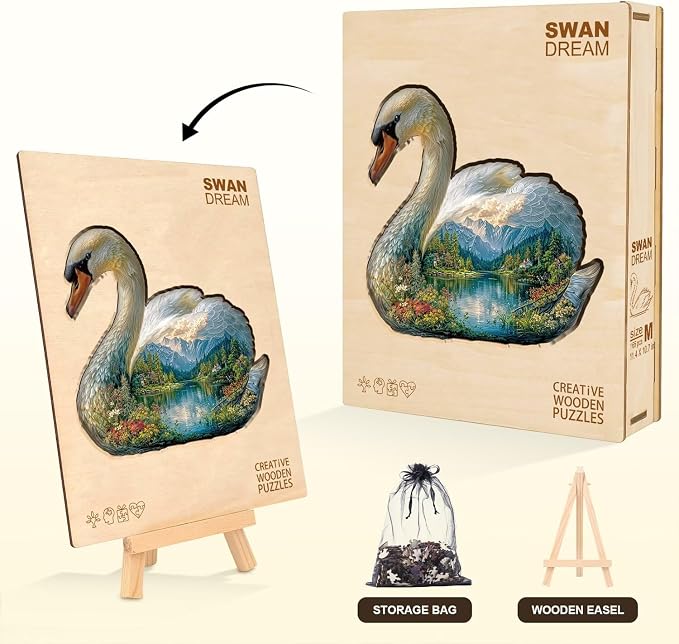 Swan Dream Puzzles Adults Gifts Wooden 90 Pieces 8.5 * 8in - Image 5